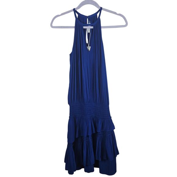 Ramy Brook New York Blue Cobalt Ruffle Dress Size Small - Picture 1 of 8